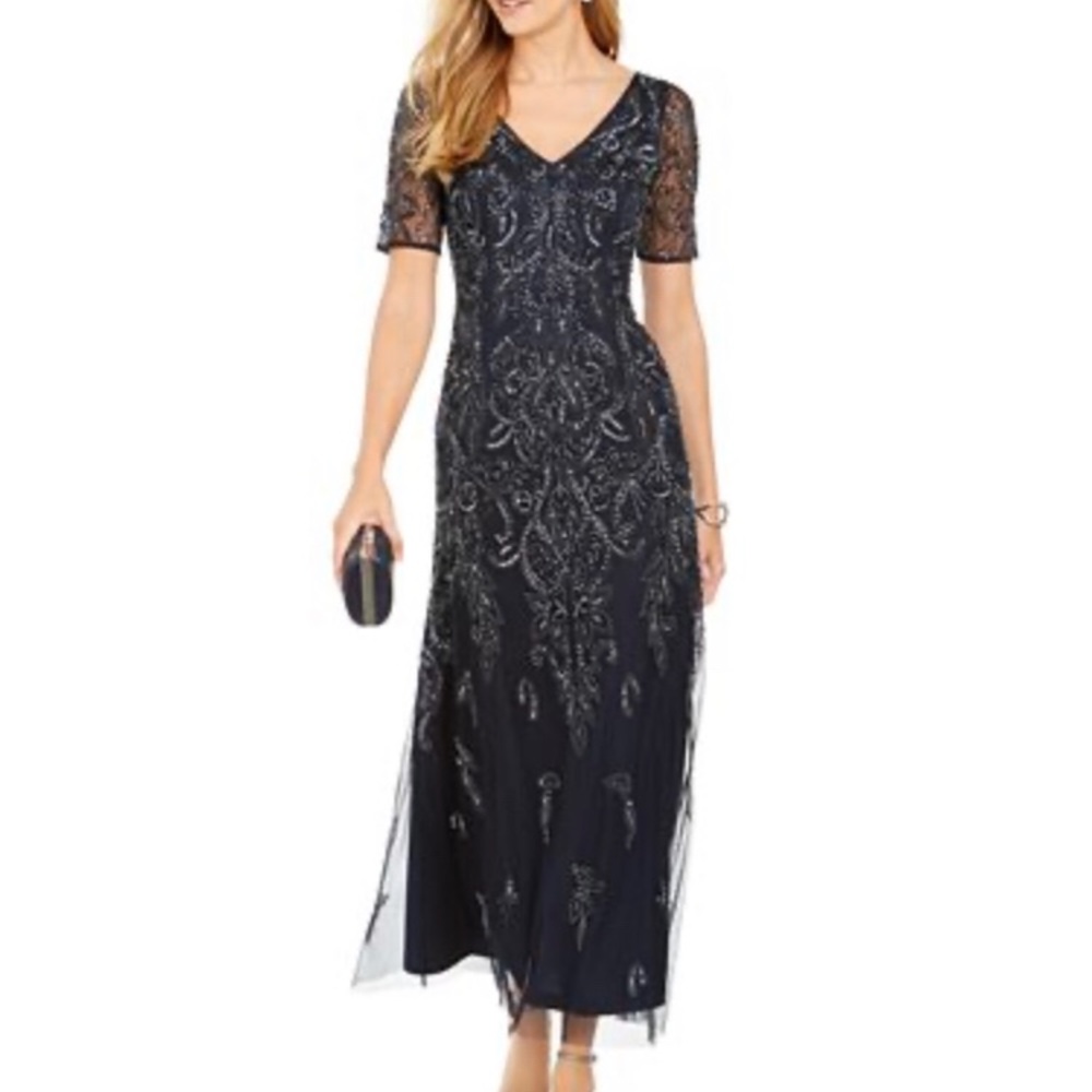 Gorgeous Adrianna Papell Navy Formal Dress